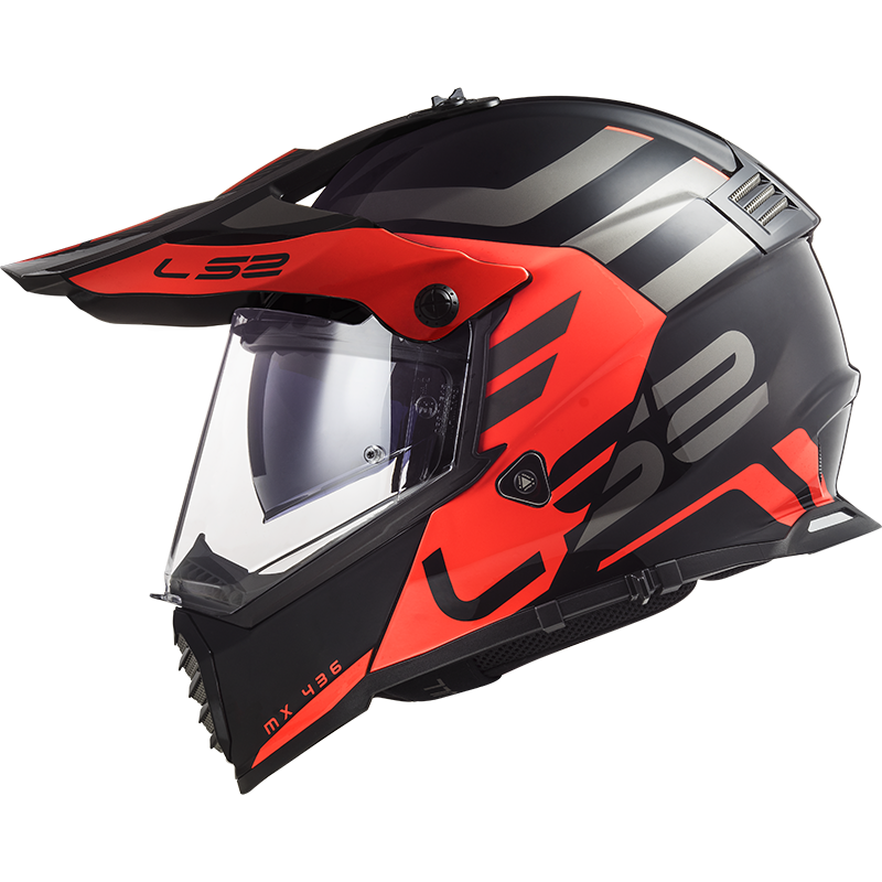 LS2 MX436 Pioneer EVO ADVENTURER Matt Black Orange 3XL