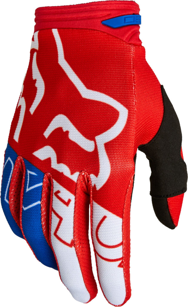 FOX 180 Skew Glove – white/red/blue MX22