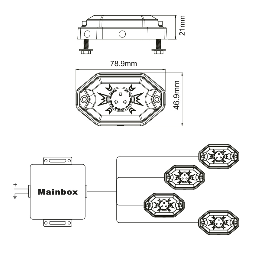 SHARK LED Light, RGB, Multi-Color, Bluetooth Control, 4 pcs Set