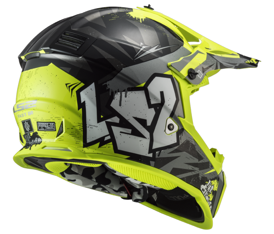 LS2 MX437 FAST EVO MINI CRUSHER BLACK YELLOW S