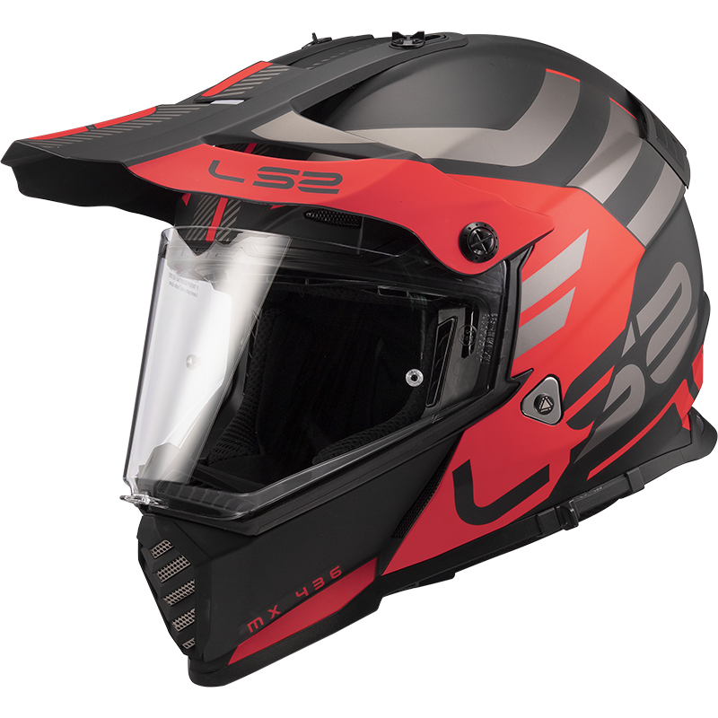 LS2 MX436 Pioneer EVO ADVENTURER Matt Black Red XXL