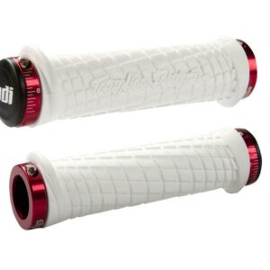 ODI GRIPS Troy Lee Designs Signature ATV Lock-On Bonus Pack White w/Red Clamps