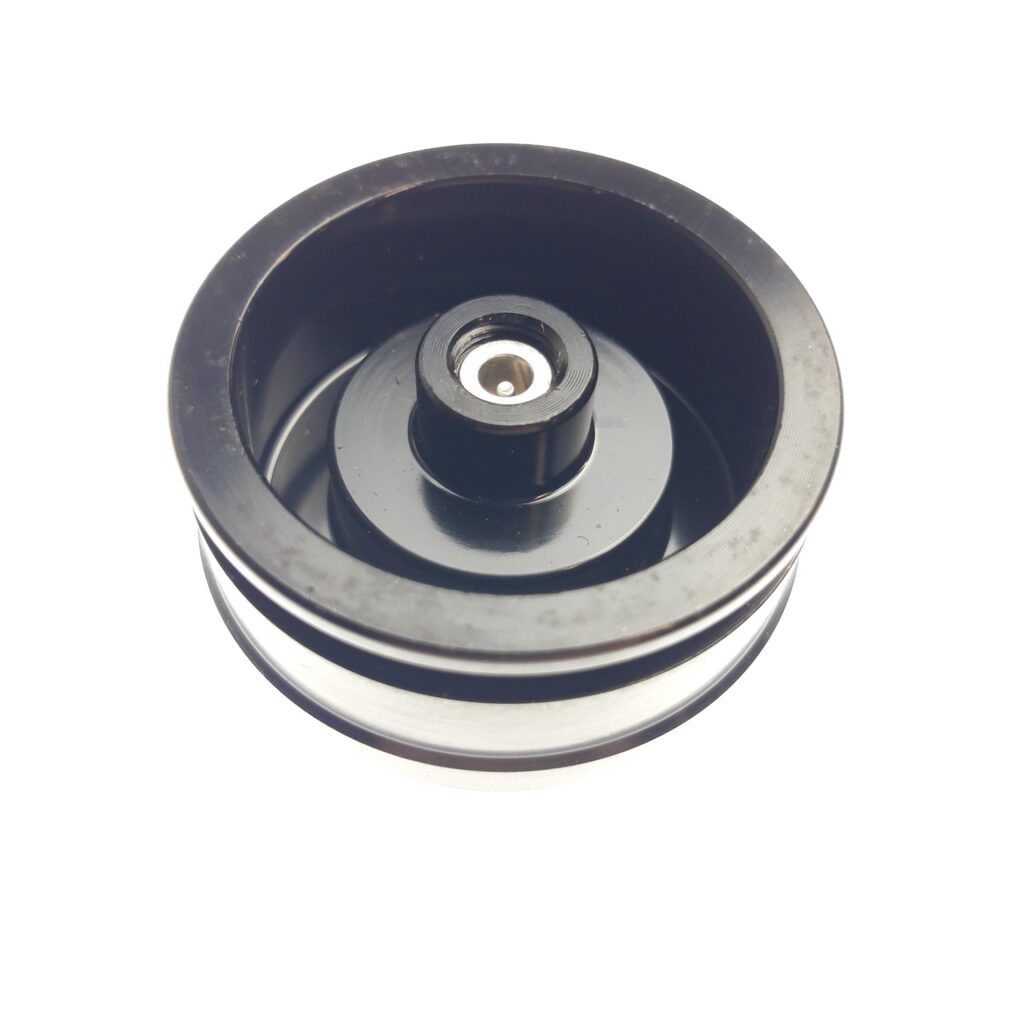 Reservoir End Cap: (1.834 Bore, 5/16-32, .900 TLG) Al 6061, Black Ano II, Laser Etch Warning