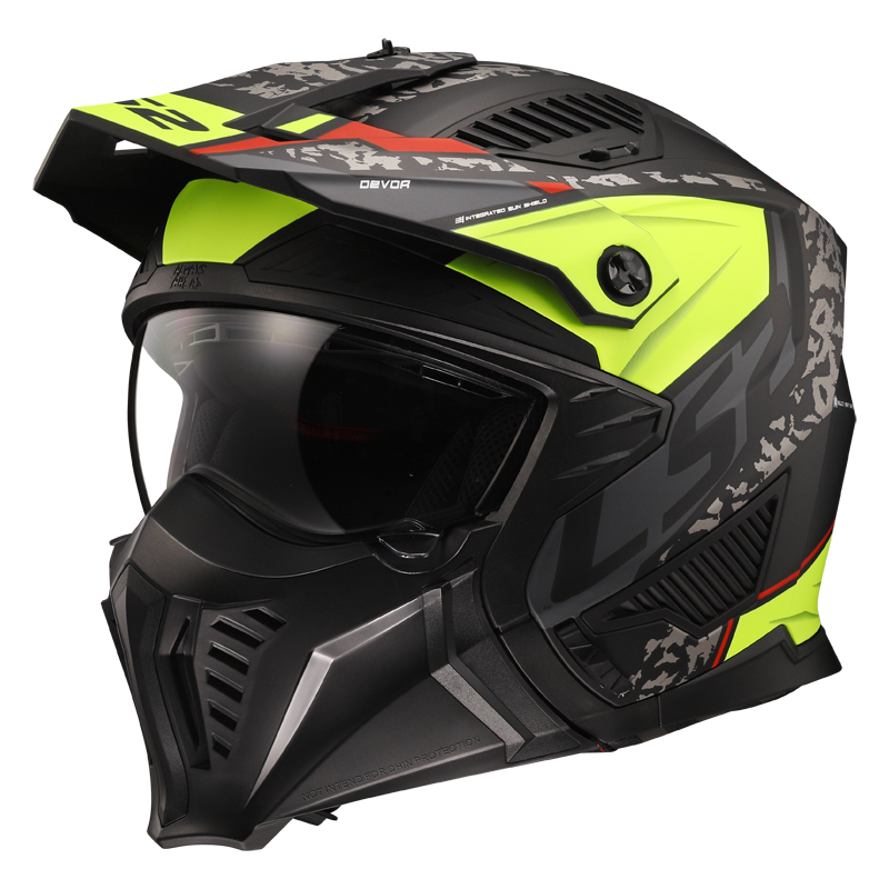 LS2 OF606 DRIFTER DEVOR M.BLACK H-V YELLOW-06 XXL