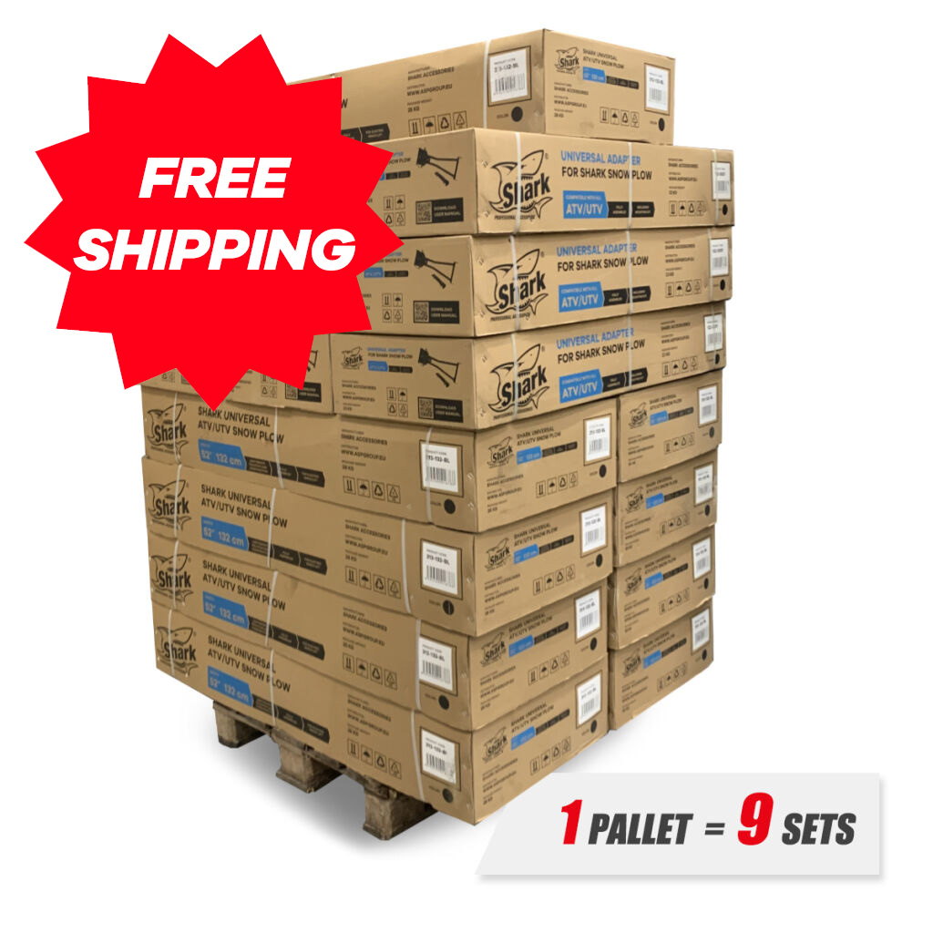 PALLET OF SHARK SNOW PLOW 52″ (132cm) DELUXE WITH QUICK ATTACH ADAPTER 9 SETS