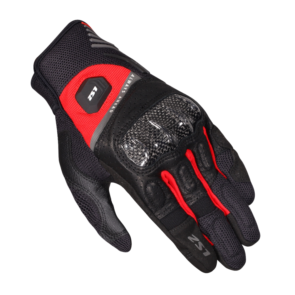 LS2 ATOM MAN GLOVES BLACK RED S